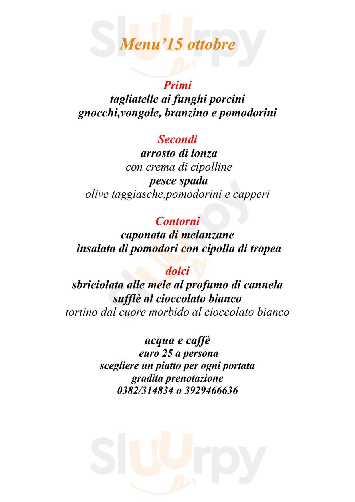 Osteria Samperone Certosa di Pavia menù 1 pagina