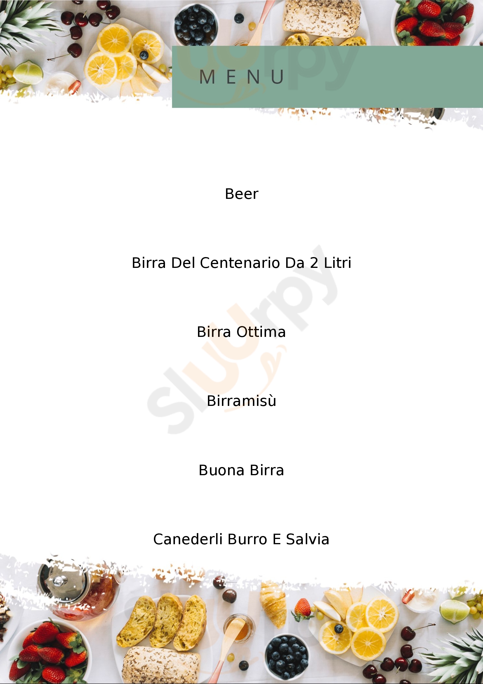 La Birreria Pedavena Pedavena menù 1 pagina