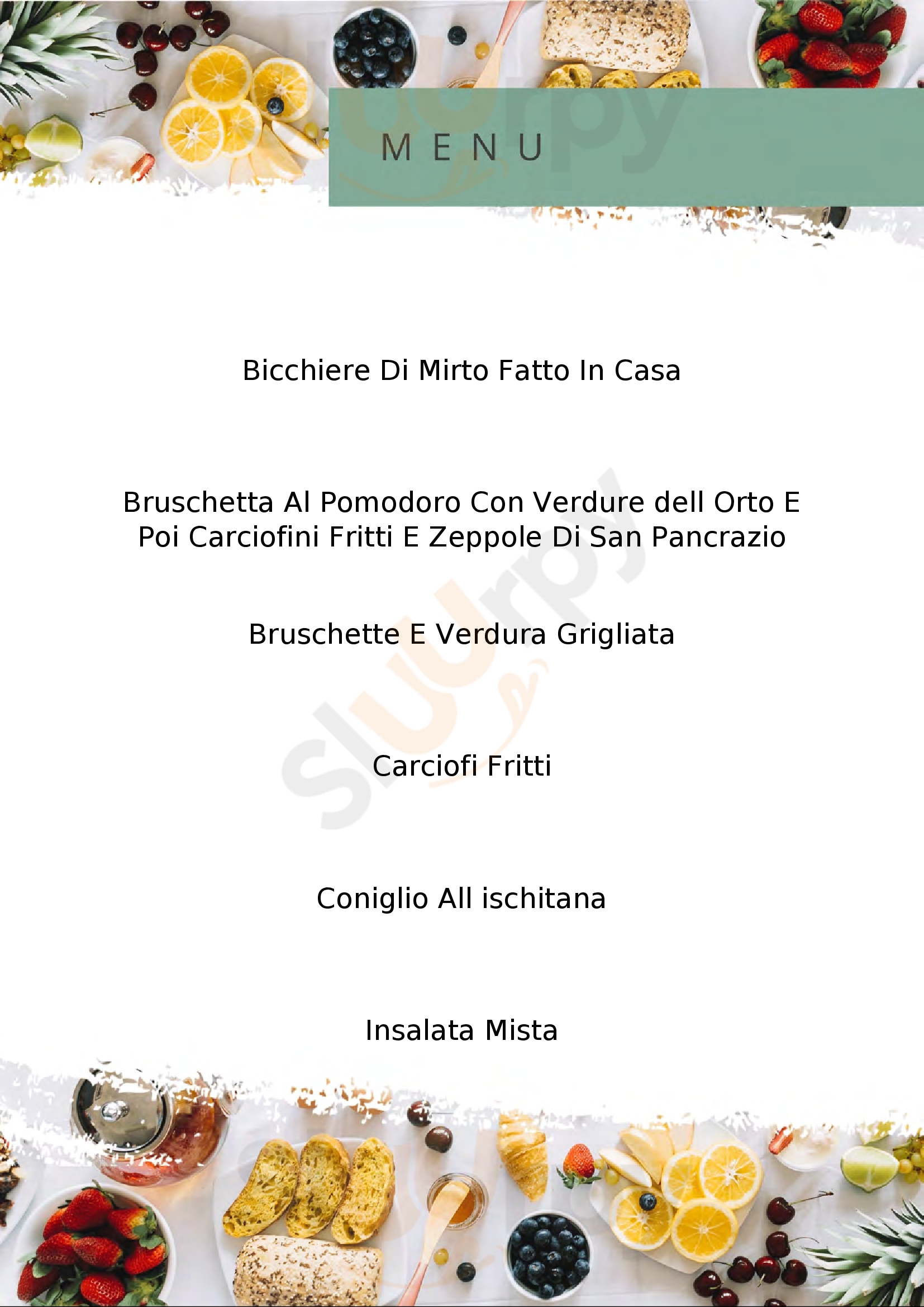 Restaurant Piano Liguori Barano d&#39;Ischia menù 1 pagina