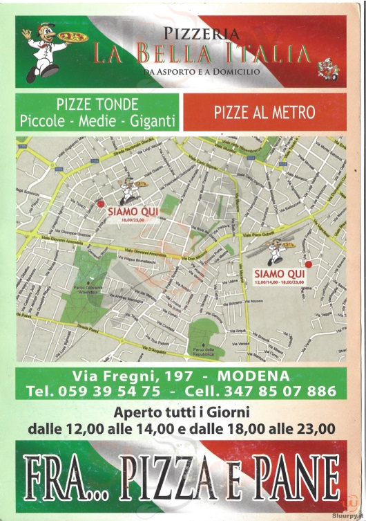 LA BELLA ITALIA Modena menù 1 pagina