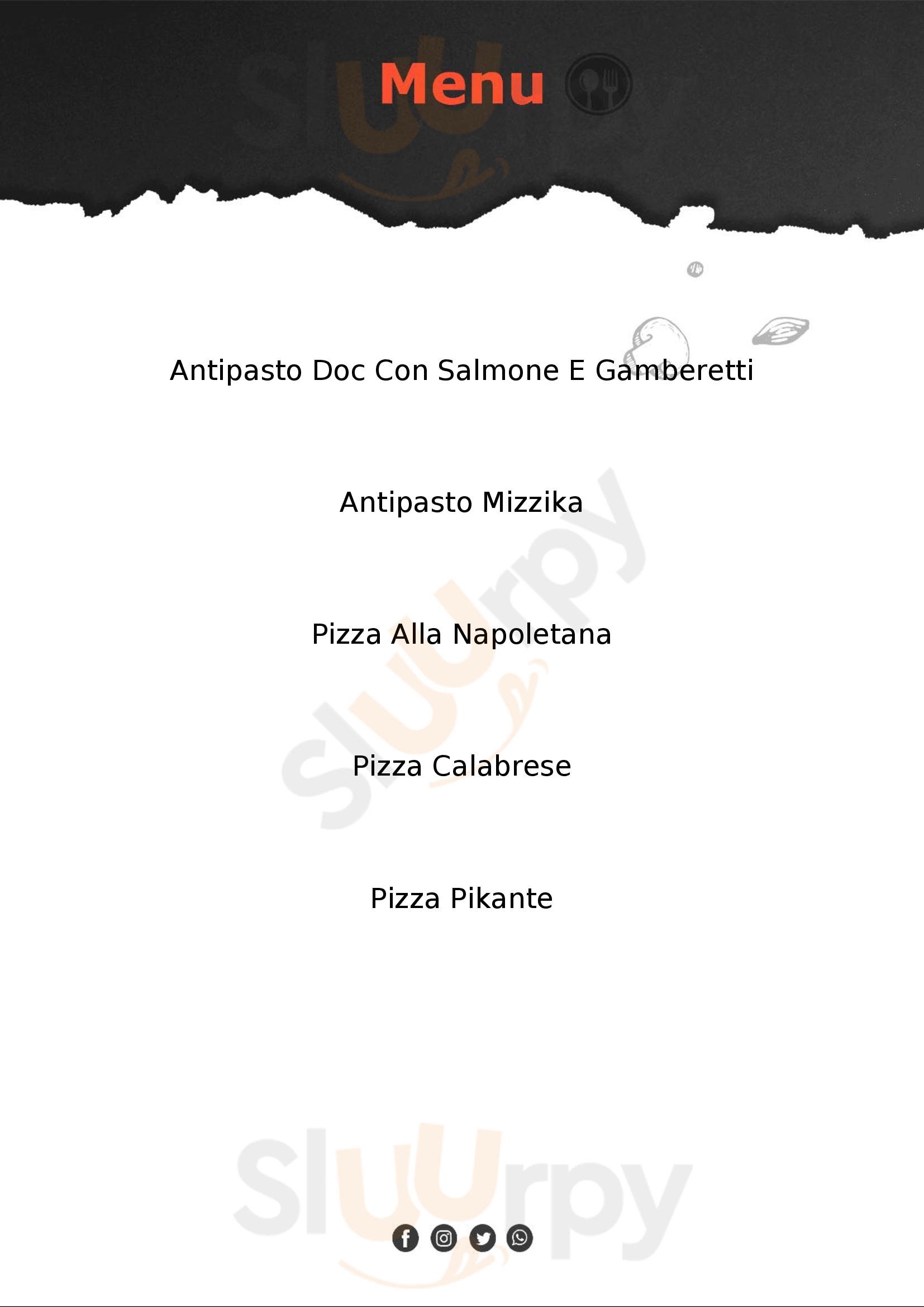 Pizzeria Mizzika Siculiana menù 1 pagina