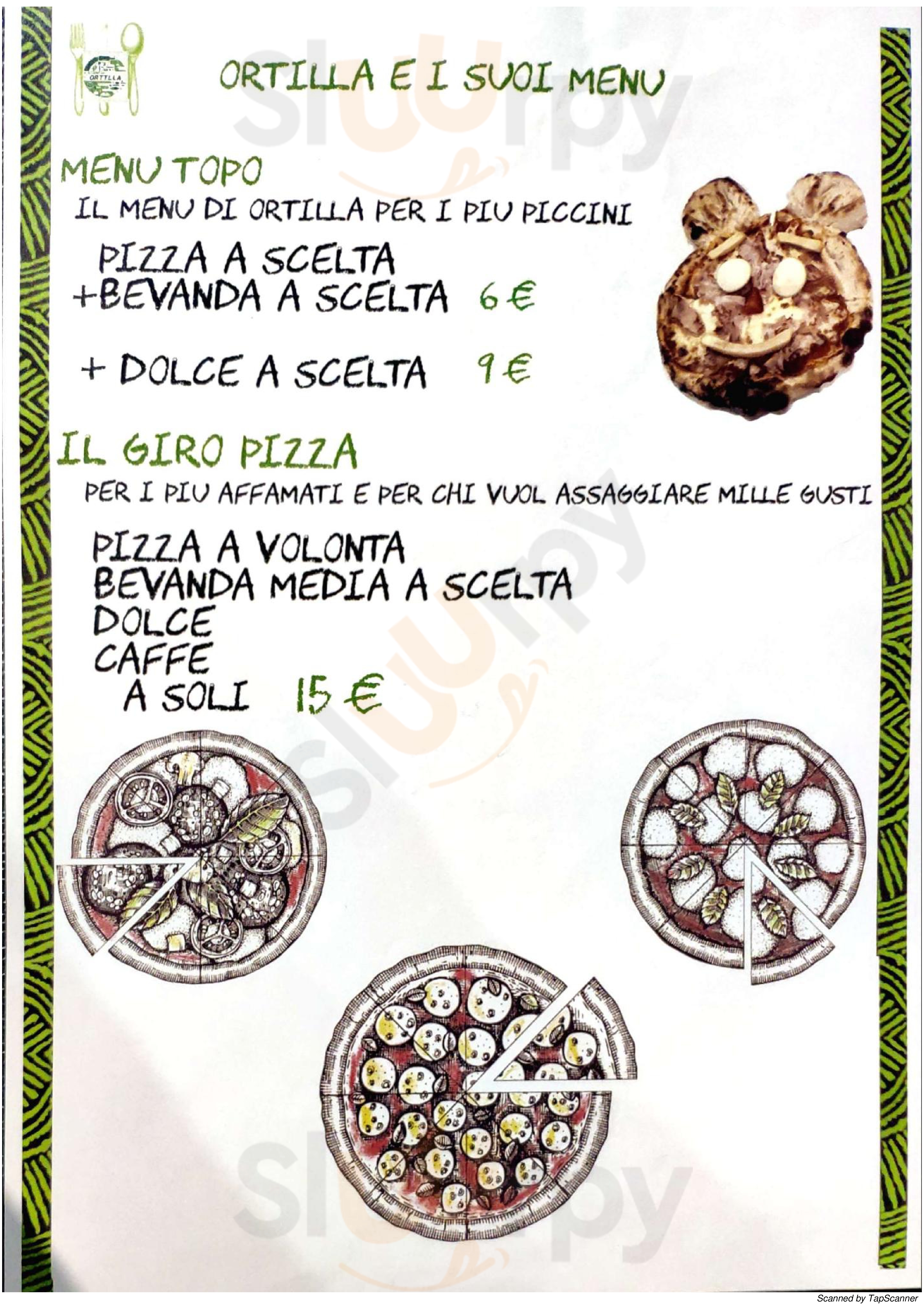 Pizzeria Ortilla Coazze menù 1 pagina