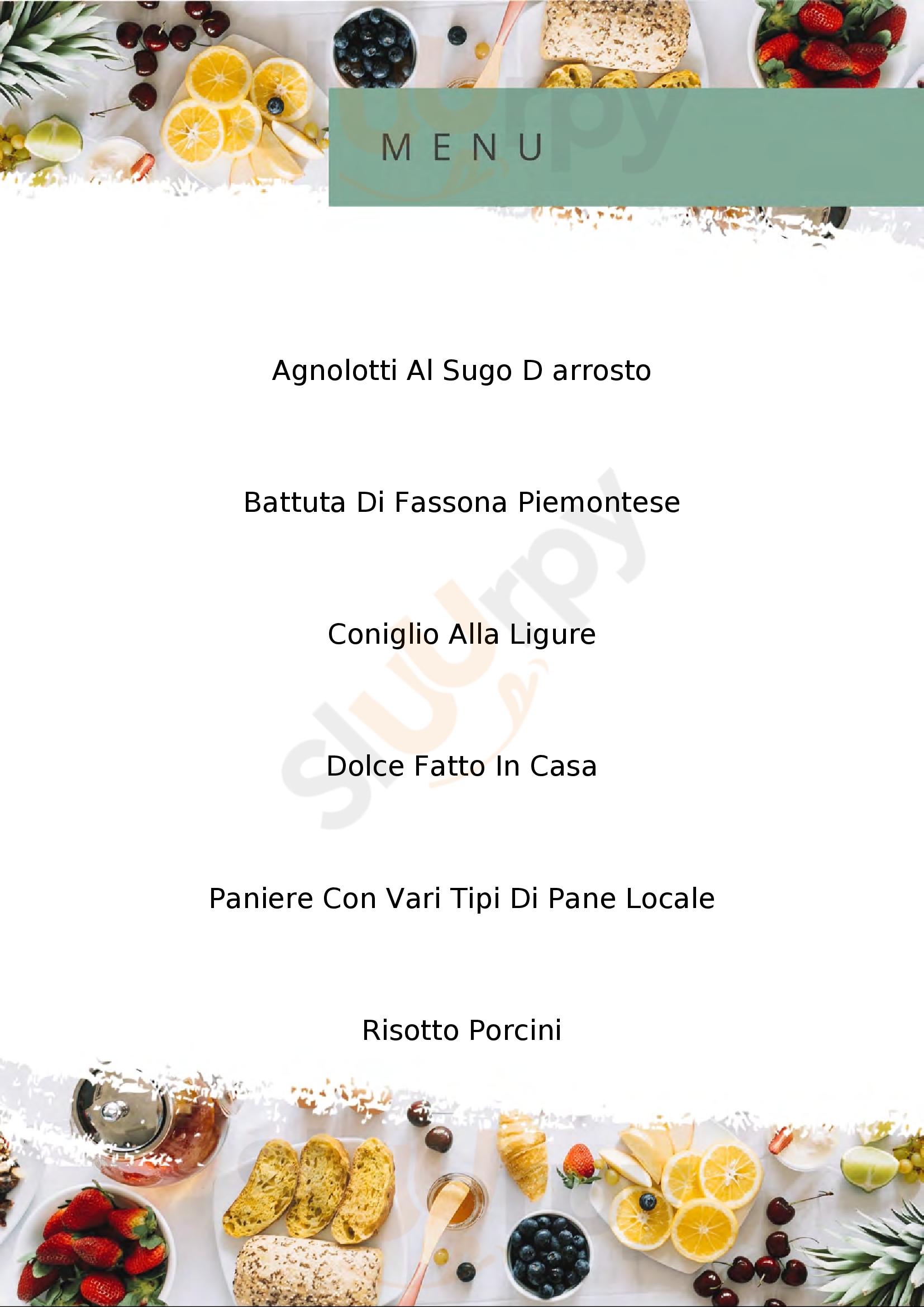 Osteria Dall'Orso Prarostino menù 1 pagina