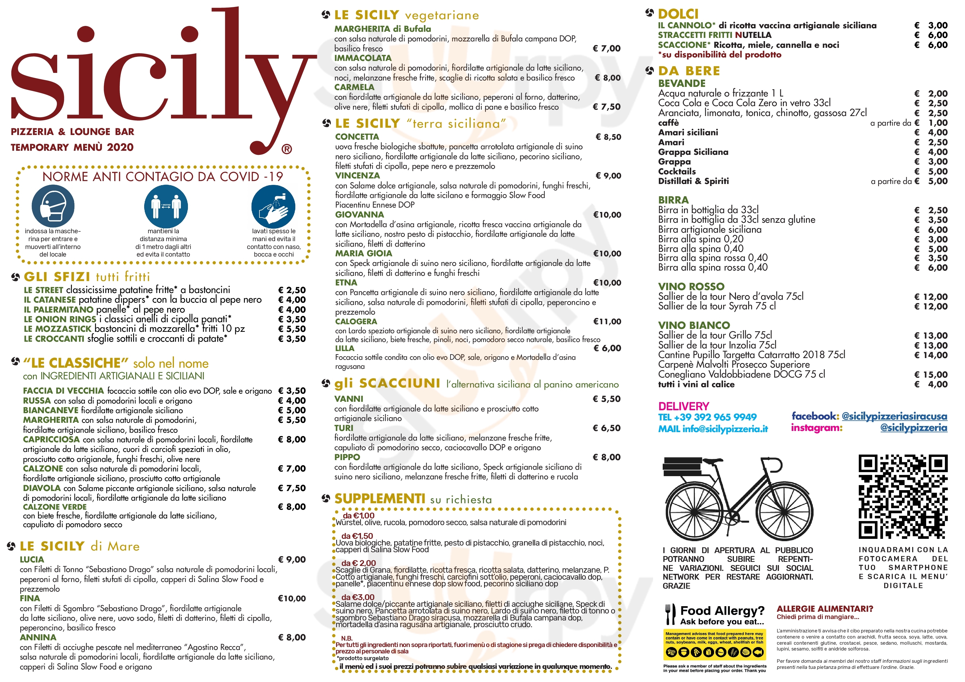Sicily Pizzeria & Lounge Bar Siracusa menù 1 pagina