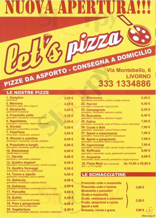 LET'S PIZZA Livorno menù 1 pagina