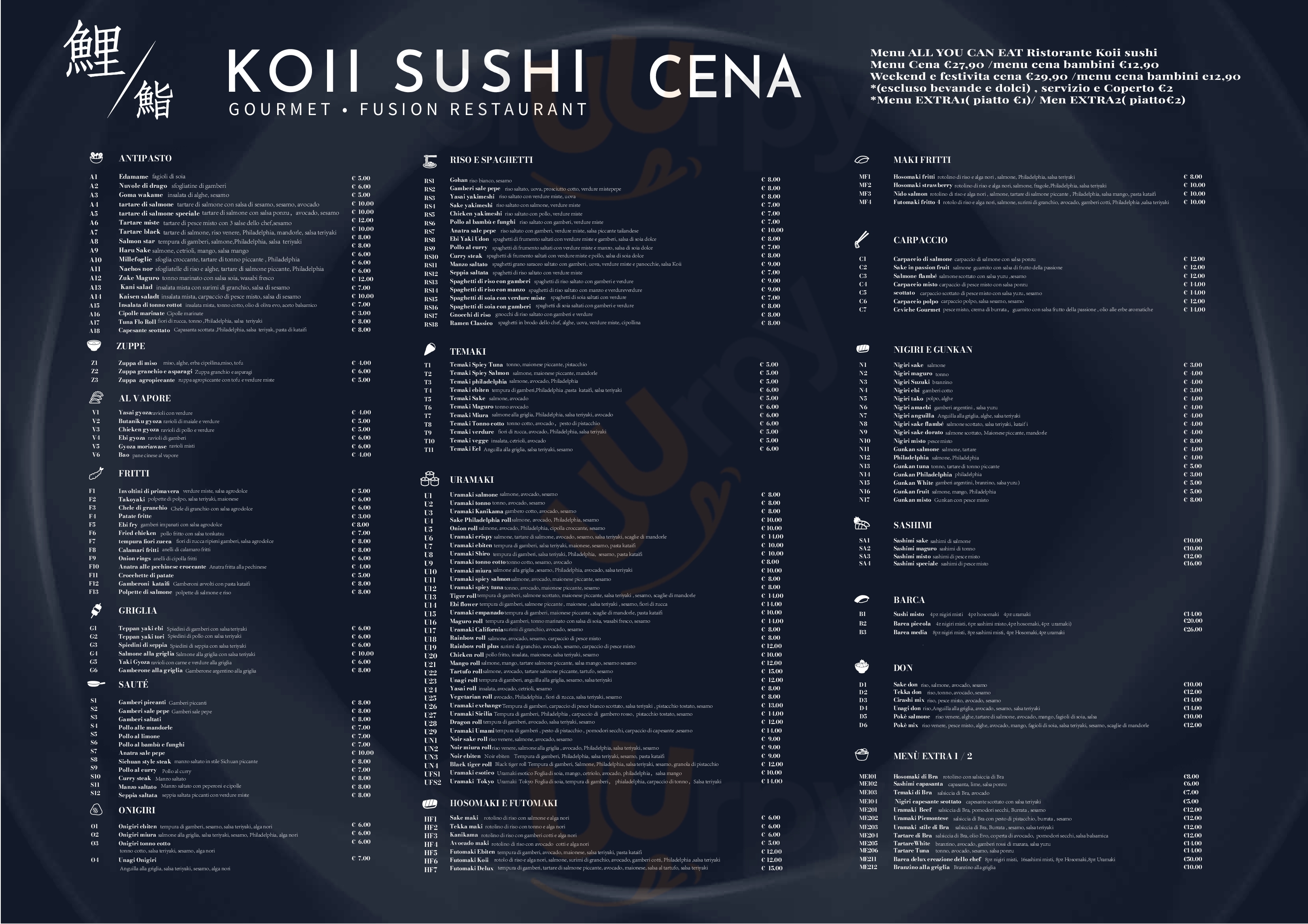 Sushi Koii Chivasso menù 1 pagina
