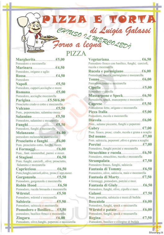PIZZA E TORTA Livorno menù 1 pagina
