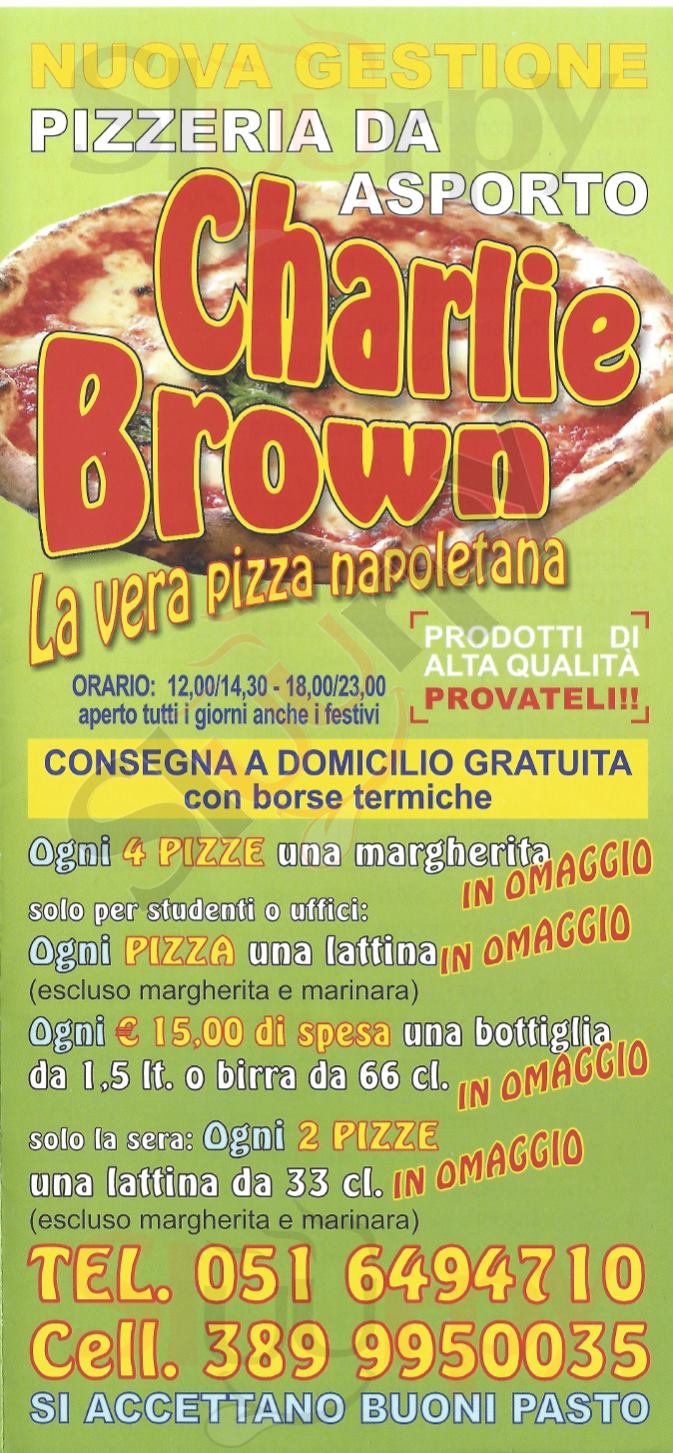 Pizzeria Charlie Brown 2 CASALECCHIO DI RENO Casalecchio di Reno menù 1 pagina