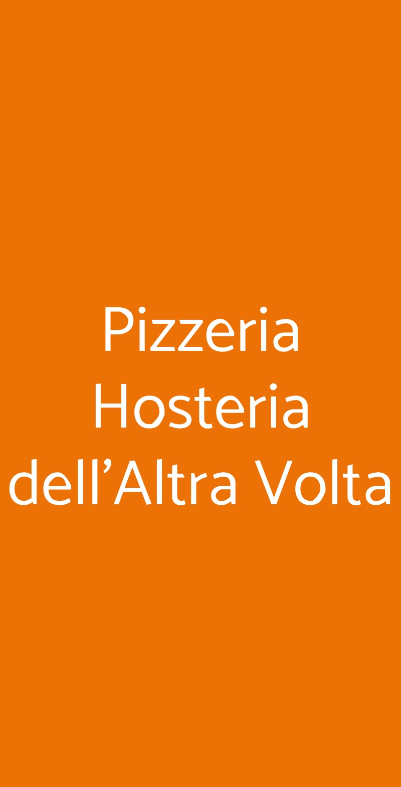Pizzeria Hosteria dell'Altra Volta Firenze menù 1 pagina