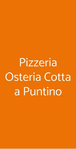Pizzeria Osteria Cotta A Puntino, Firenze