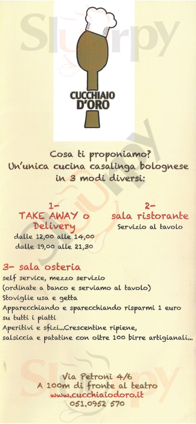 Cucchiaio D'Oro Bologna menù 1 pagina