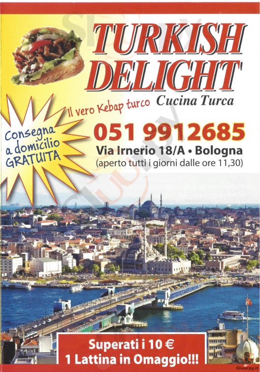TURKISH DELIGHT Bologna menù 1 pagina