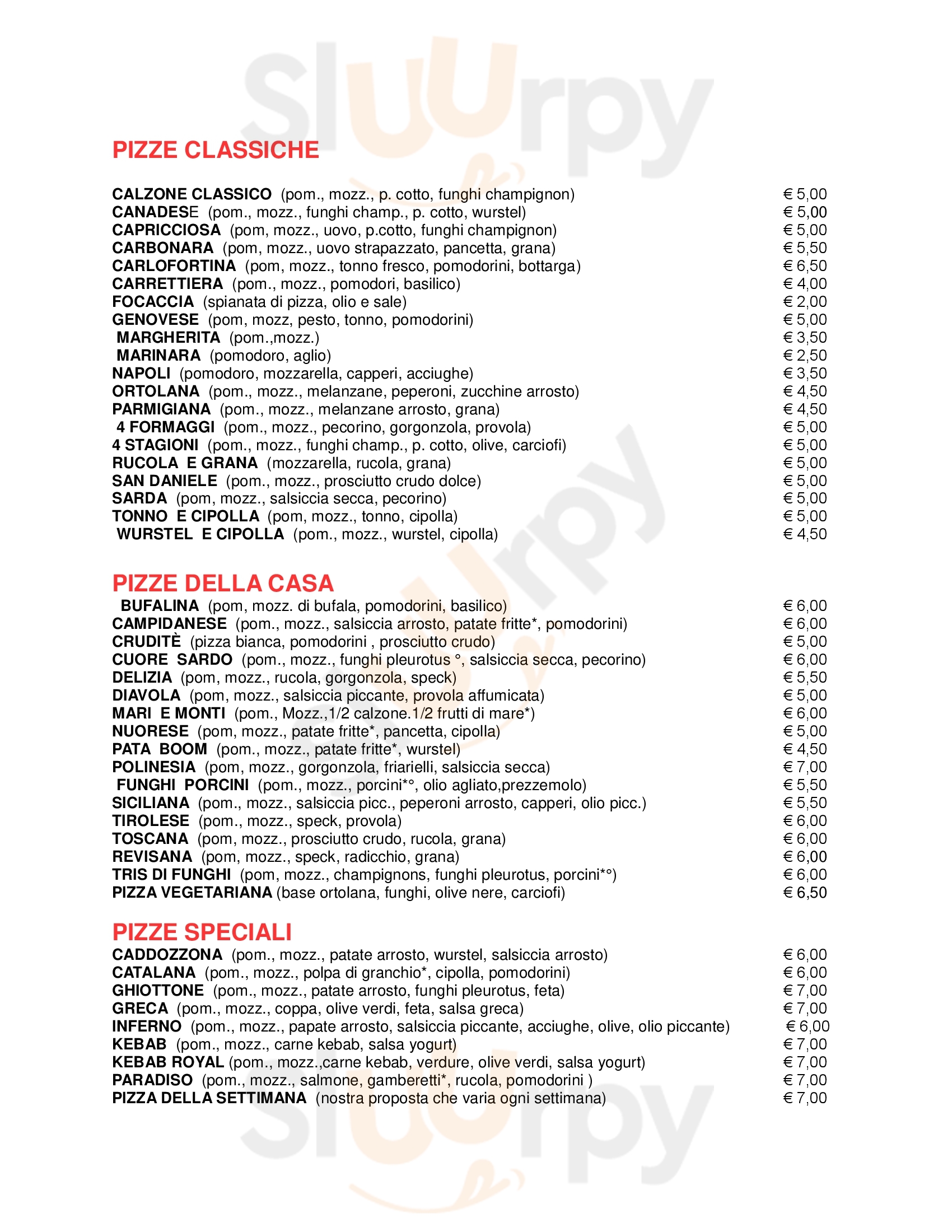 Ristorante Pizzeria Polinesia Cagliari menù 1 pagina