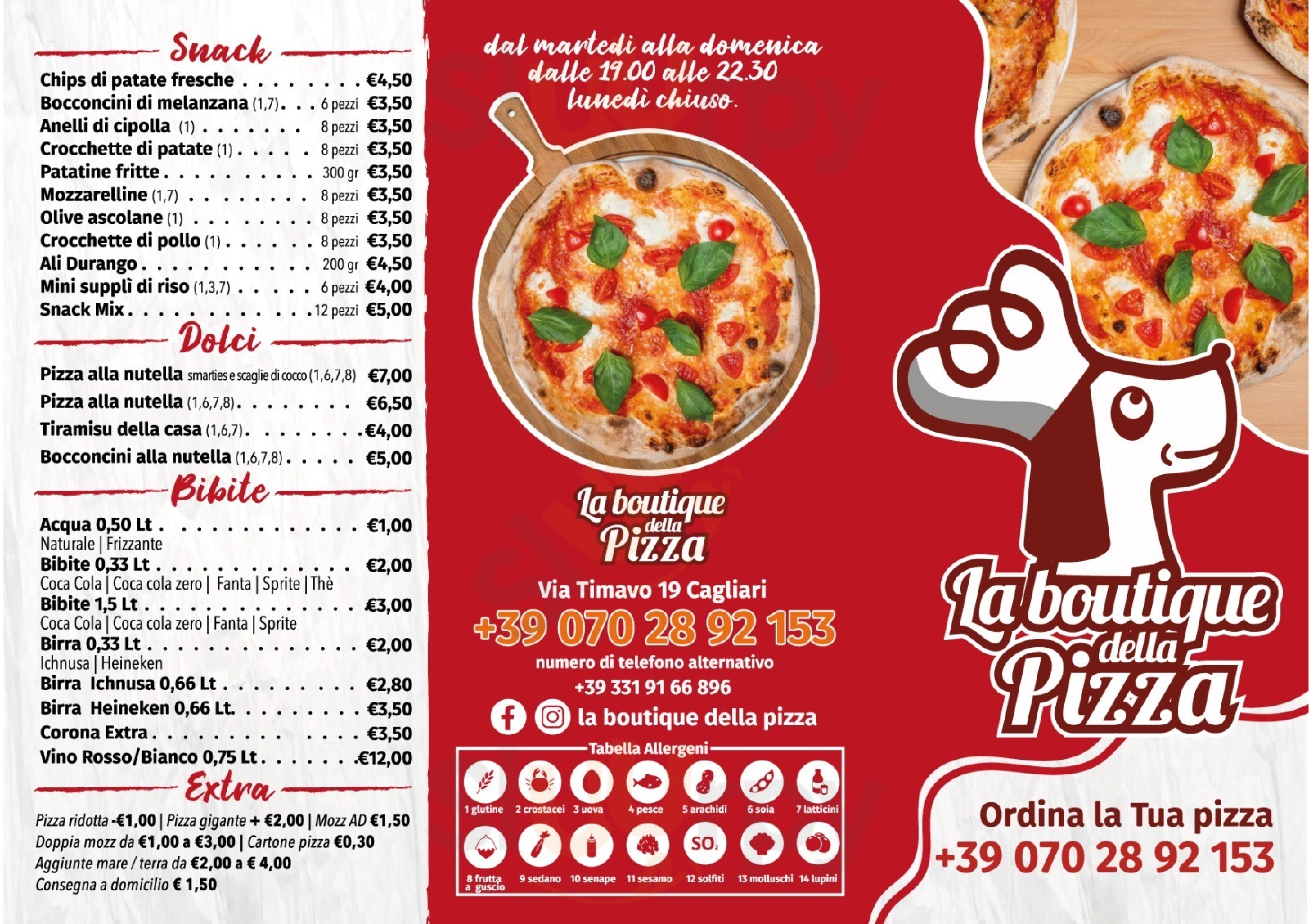 La Boutique della Pizza Cagliari menù 1 pagina