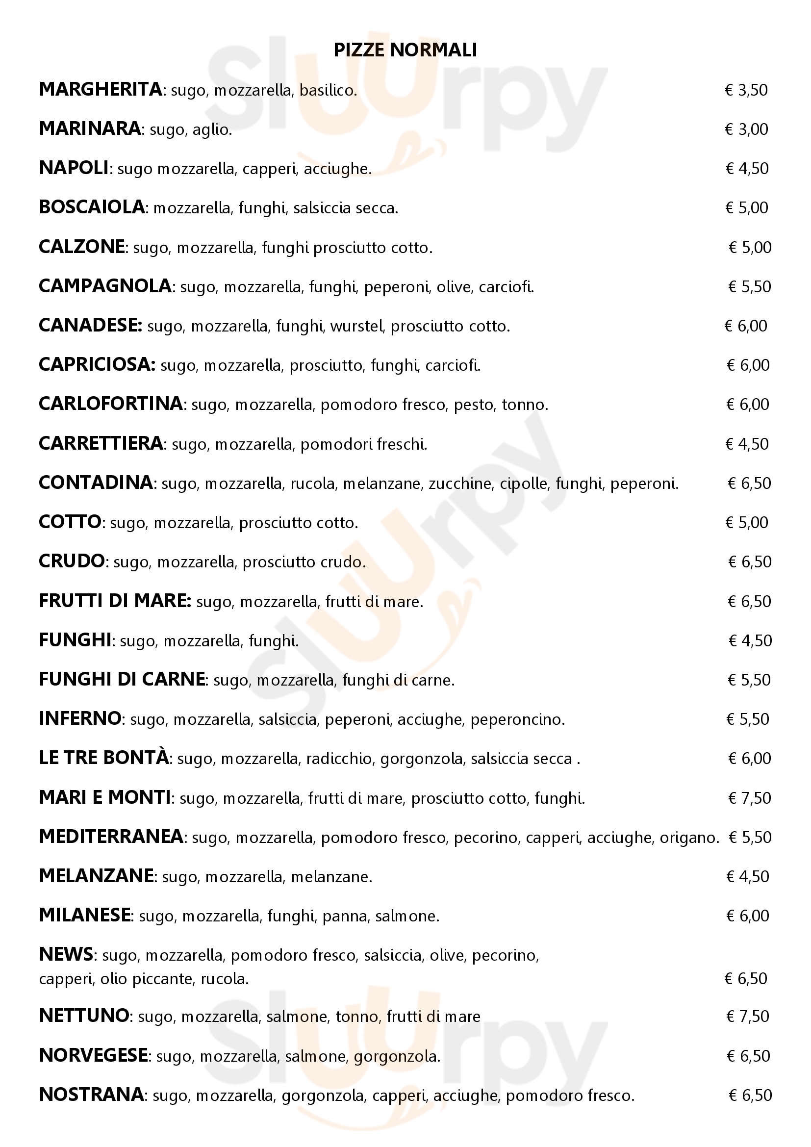 Pizzeria Le Tre Bonta Cagliari menù 1 pagina