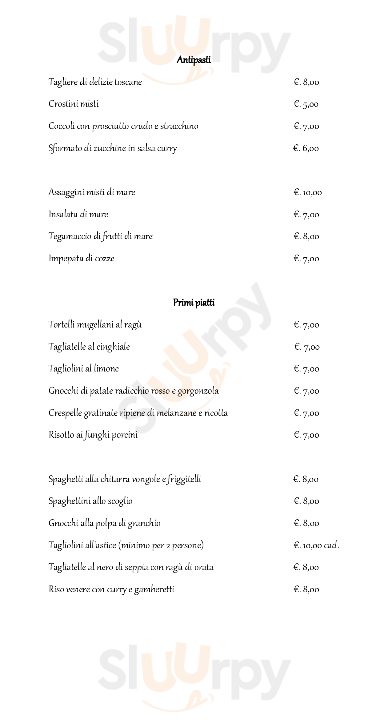 Trattoria Da Remo Calenzano menù 1 pagina