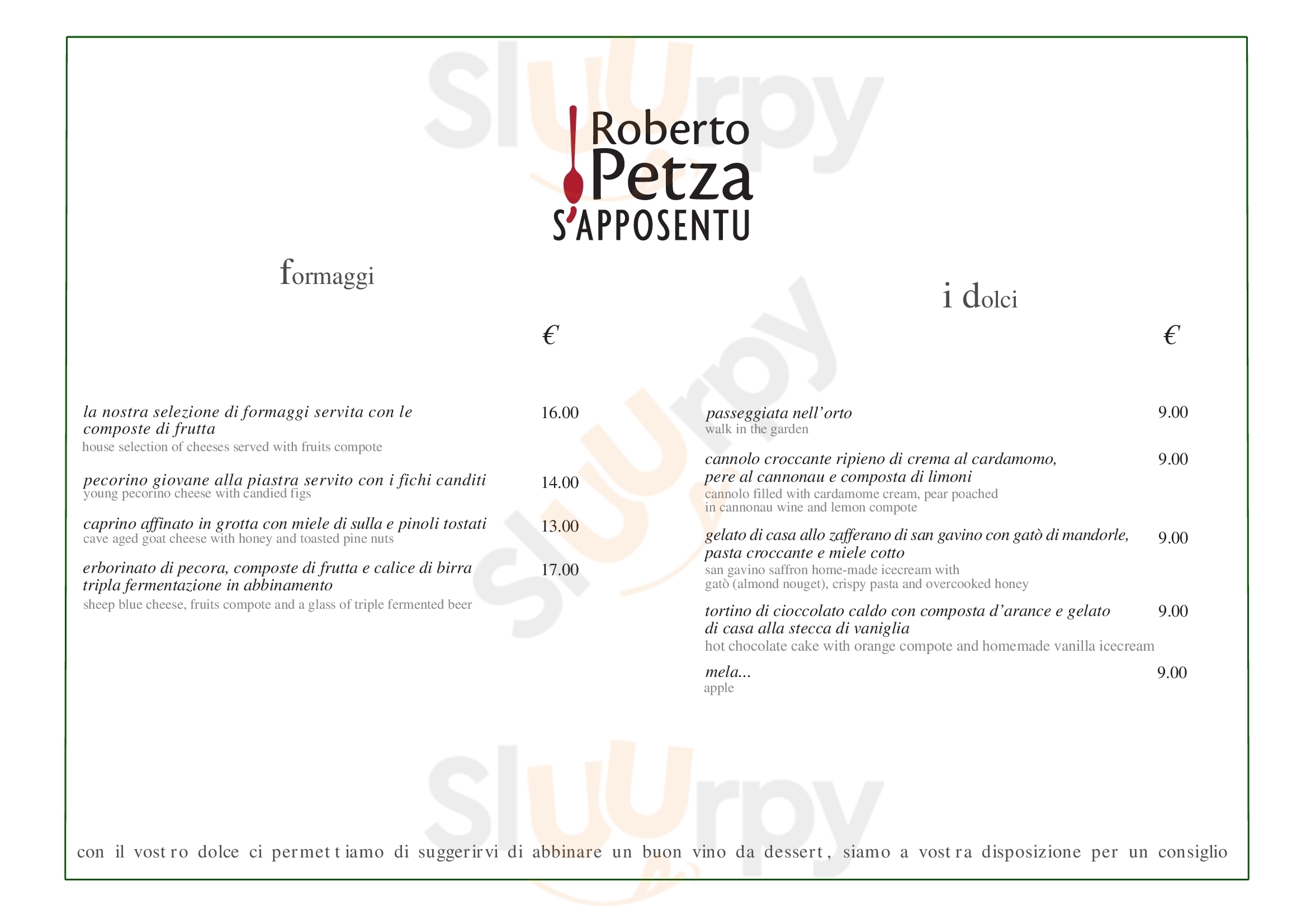 Ristorante S'Apposentu Di Casa Puddu Siddi menù 1 pagina