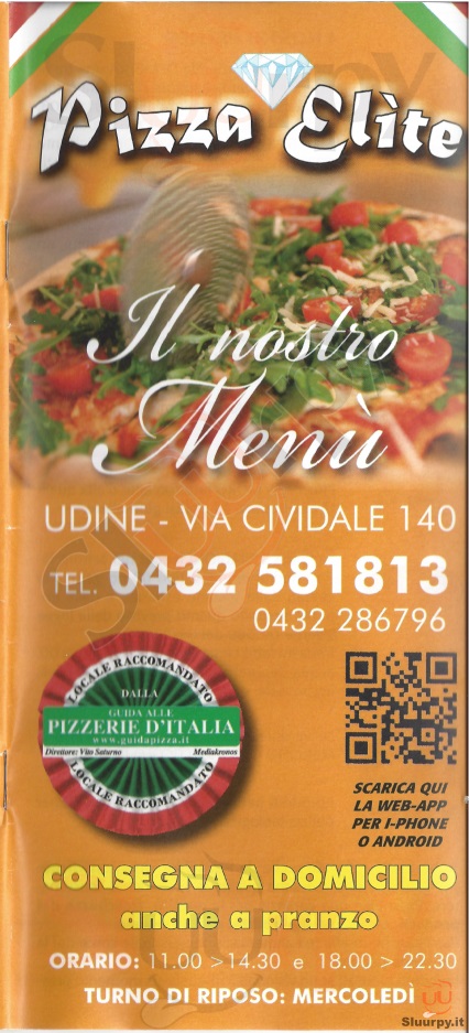 Pizza Elite Udine menù 1 pagina
