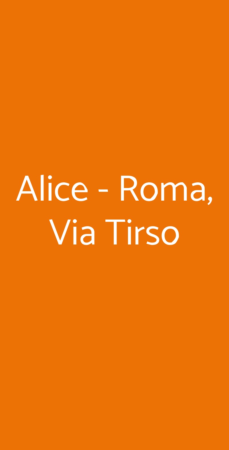 Alice - Roma, Via Tirso Roma menù 1 pagina