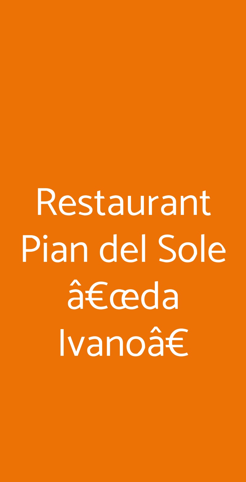 Restaurant Pian del Sole â€œda Ivanoâ€ Sassello menù 1 pagina
