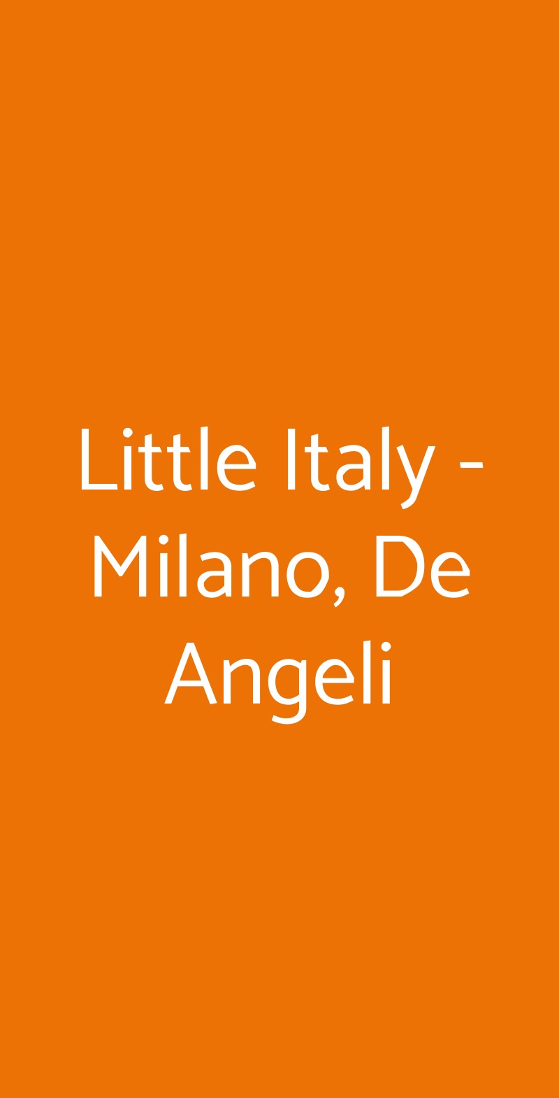 Little Italy - Milano, De Angeli Milano menù 1 pagina