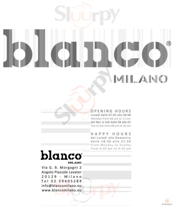 Blanco Milano menù 1 pagina