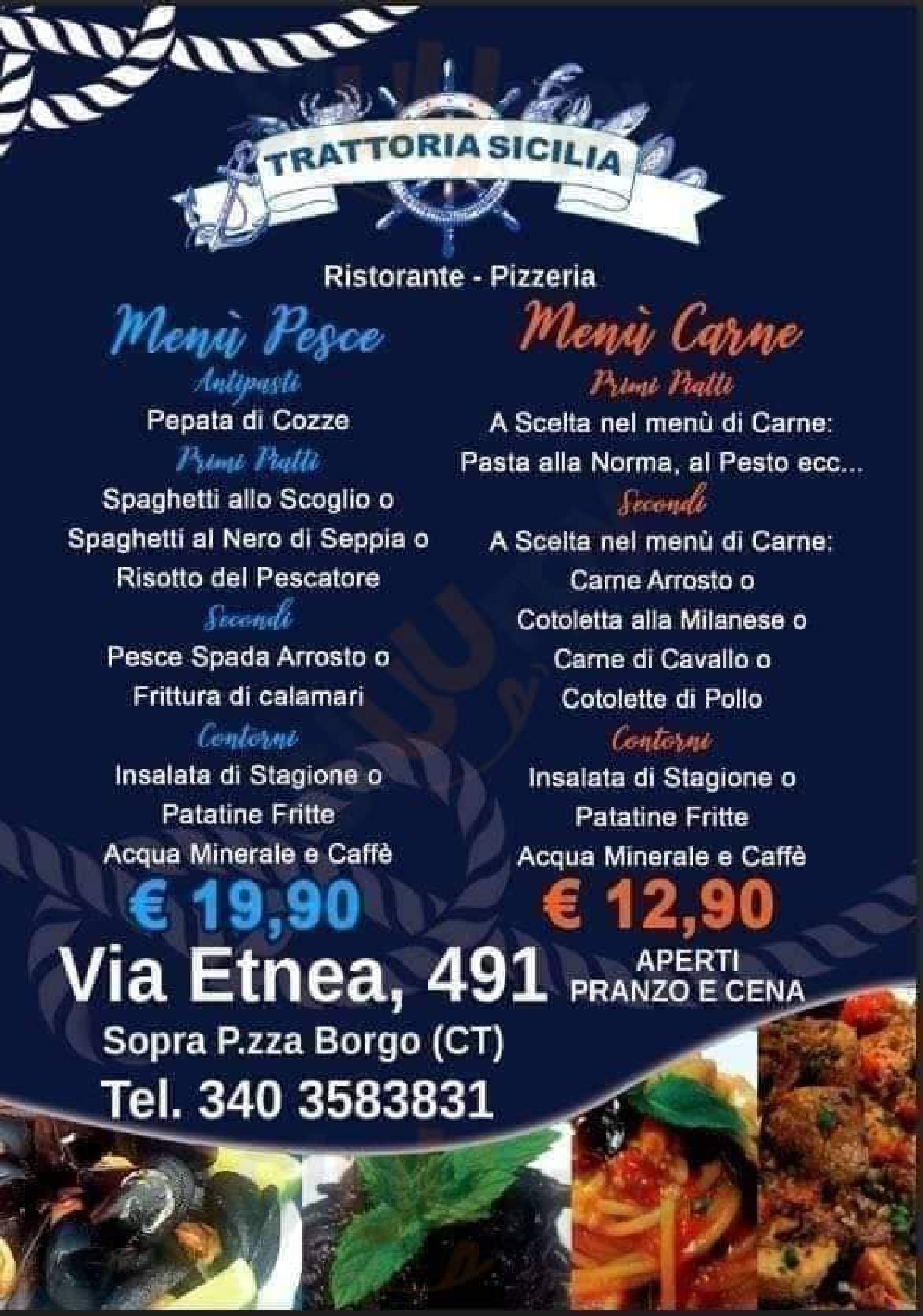 Trattoria Pizzeria Sicilia Catania menù 1 pagina