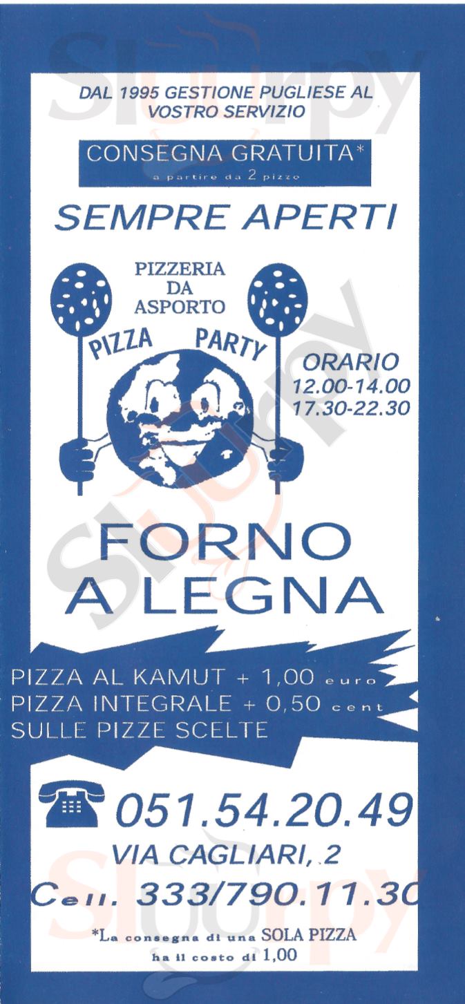 PIZZA PARTY Bologna menù 1 pagina