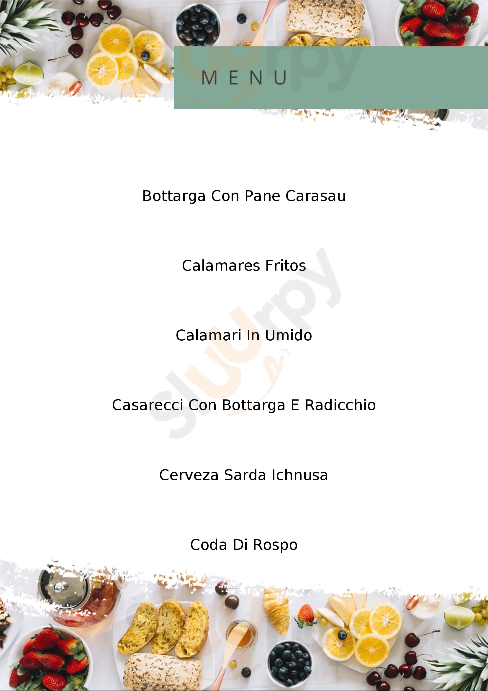 Paninoteca Gastronomia Bar Giardino Cabras menù 1 pagina