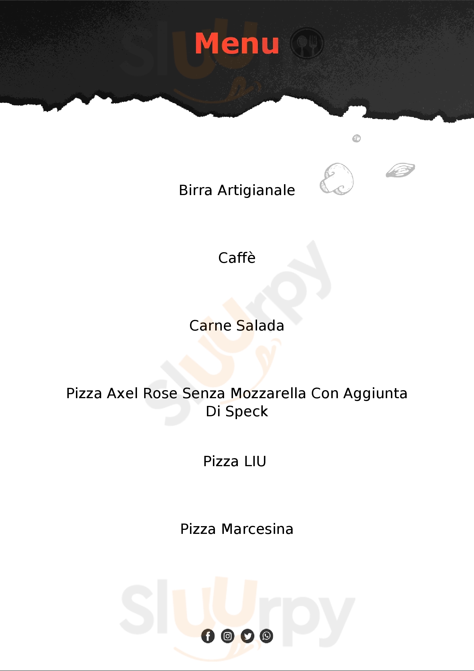 Pizzeria da Tata Asiago menù 1 pagina