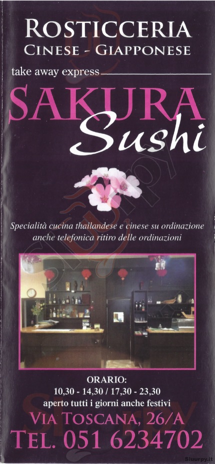 Sakura Sushi Bologna menù 1 pagina