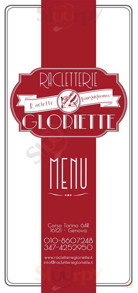 Racletterie Gloriette Genova menù 1 pagina