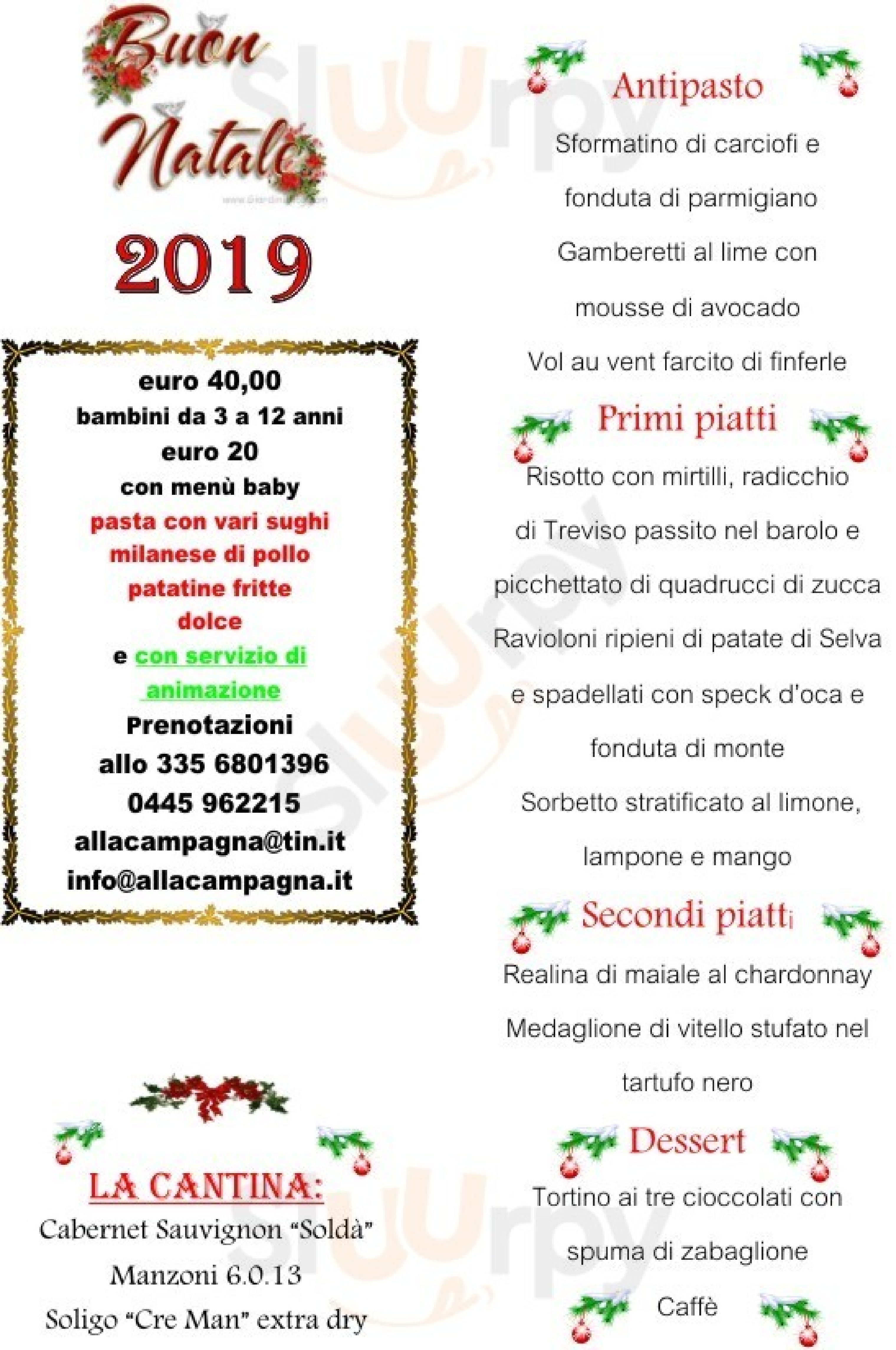 Ristorante Alla Campagna Trissino menù 1 pagina