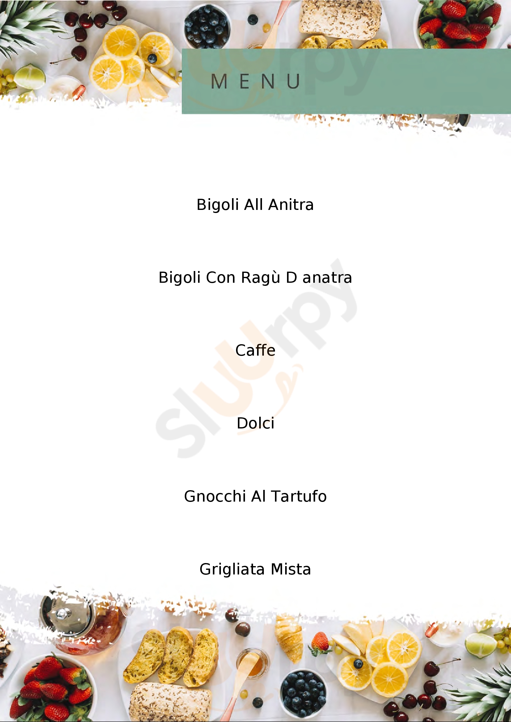 Trattoria Al Fogolare Gambugliano menù 1 pagina