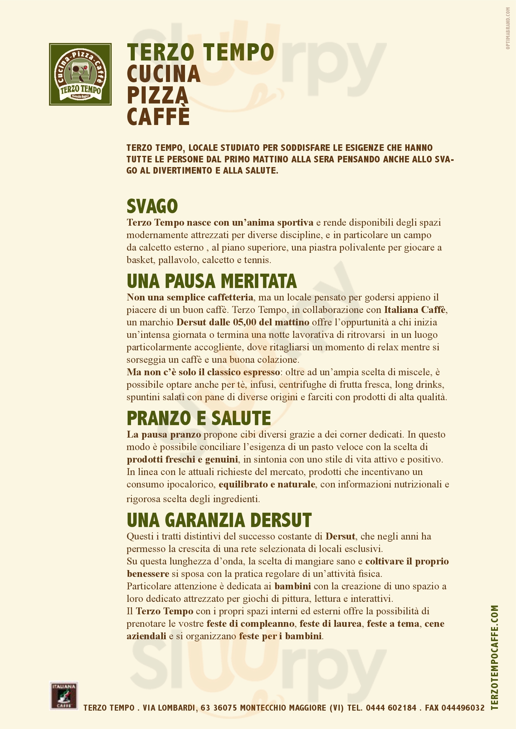 Terzo Tempo caffe Montecchio Maggiore menù 1 pagina