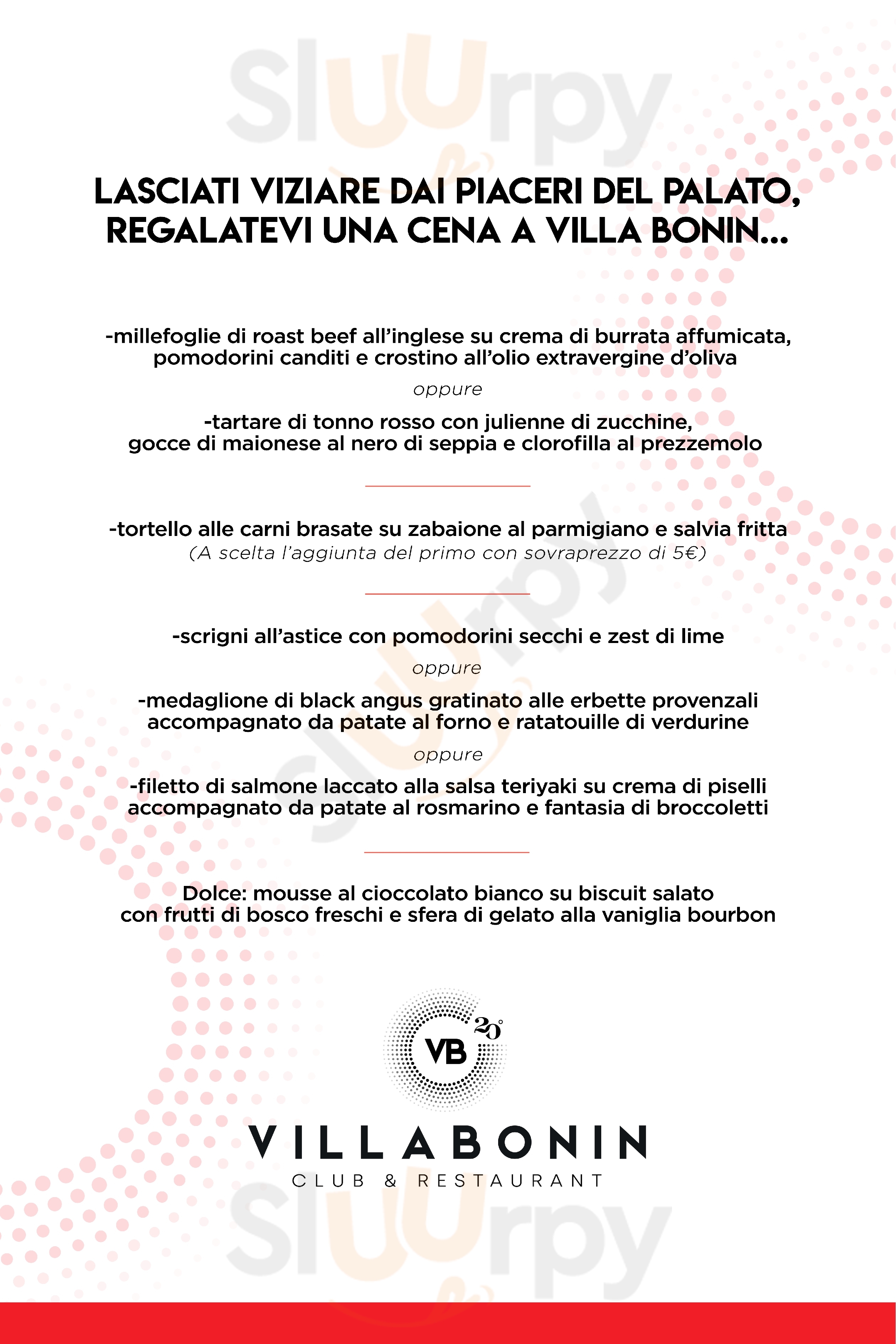 Villa Bonin Club and Restaurant Vicenza menù 1 pagina