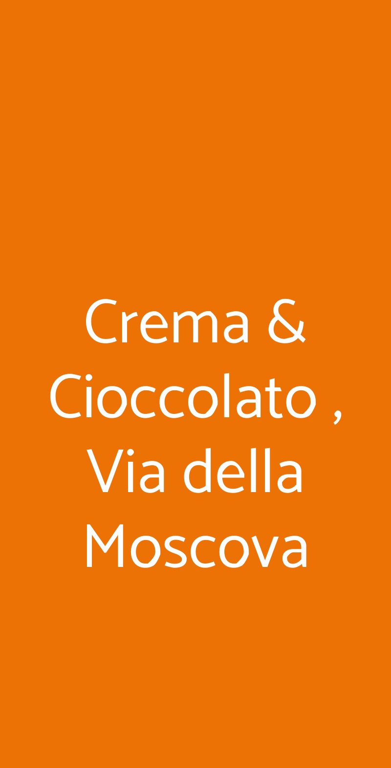 Crema & Cioccolato , Via della Moscova Milano menù 1 pagina