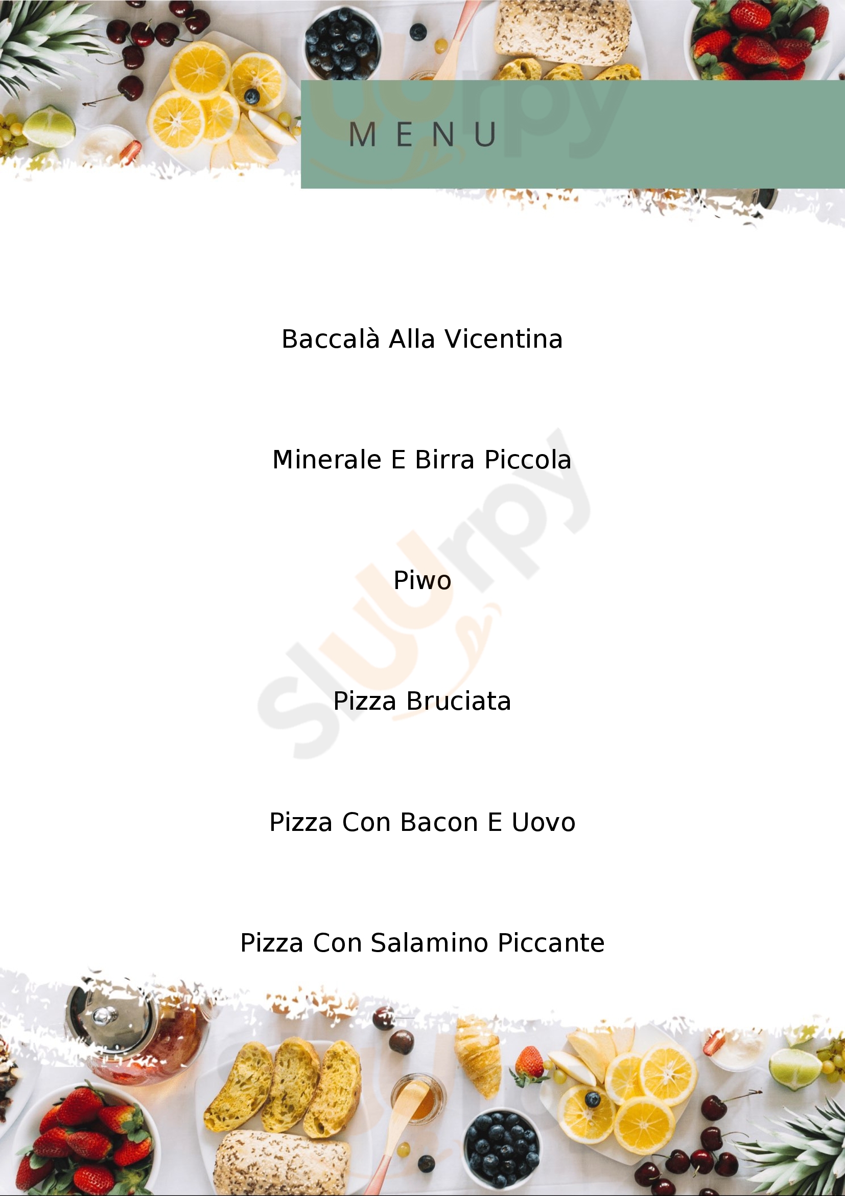 Pizzeria Pesa Mussolente menù 1 pagina