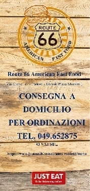 Route 66 American Fast Food Padova menù 1 pagina