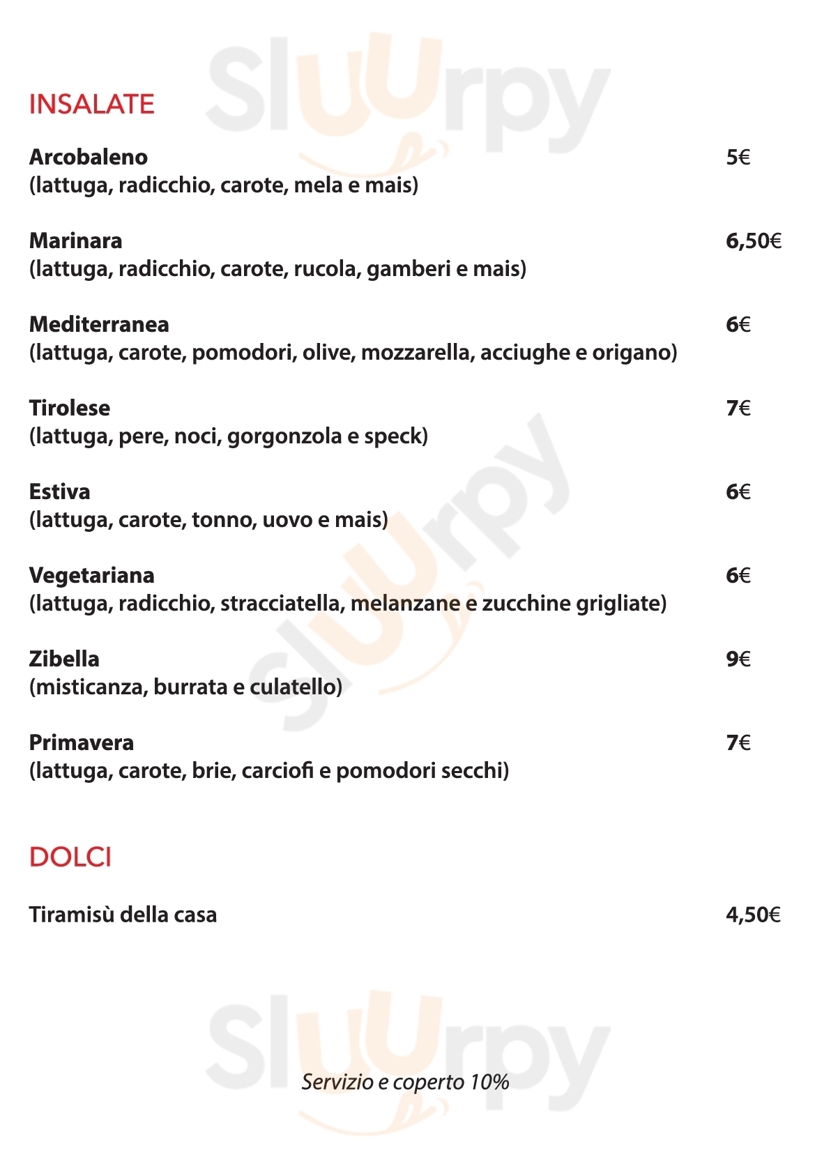 G Italian Street Food Padova menù 1 pagina