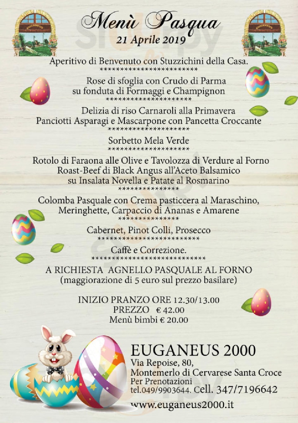 Euganeus Cervarese Santa Croce menù 1 pagina
