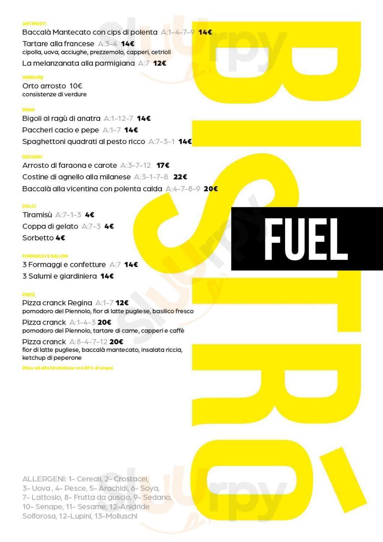 Fuel Restaurant Rubano menù 1 pagina