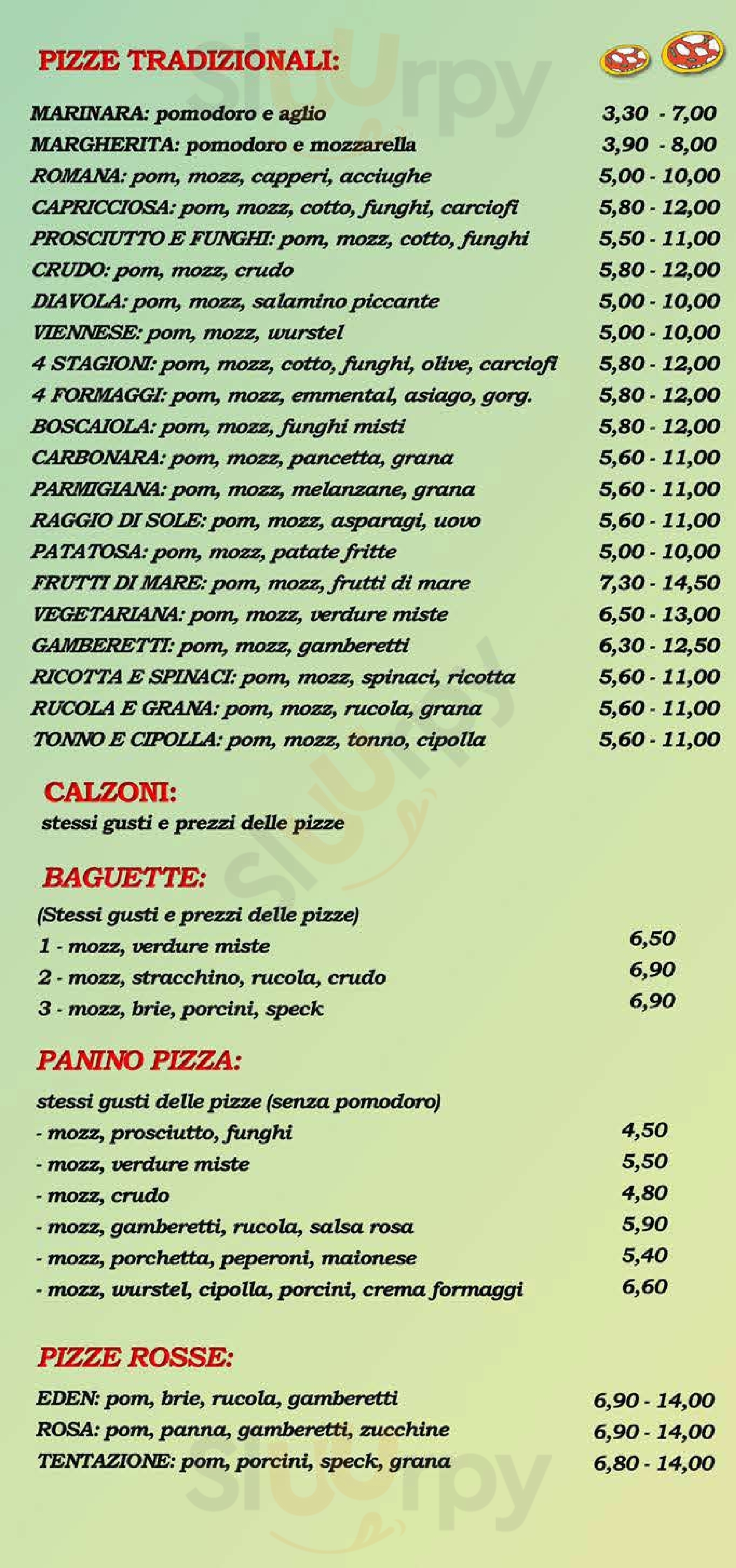 Mister Pomodoro pizzeria per Asporto Saccolongo menù 1 pagina