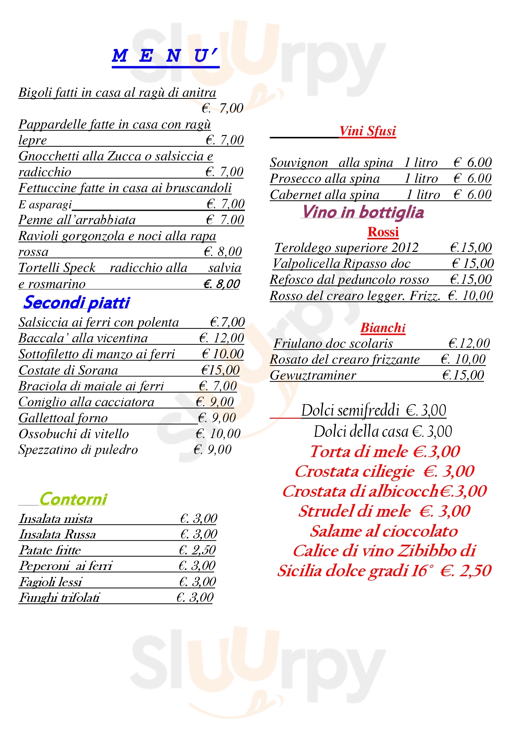 Trattoria Al Ponte Mestrino menù 1 pagina