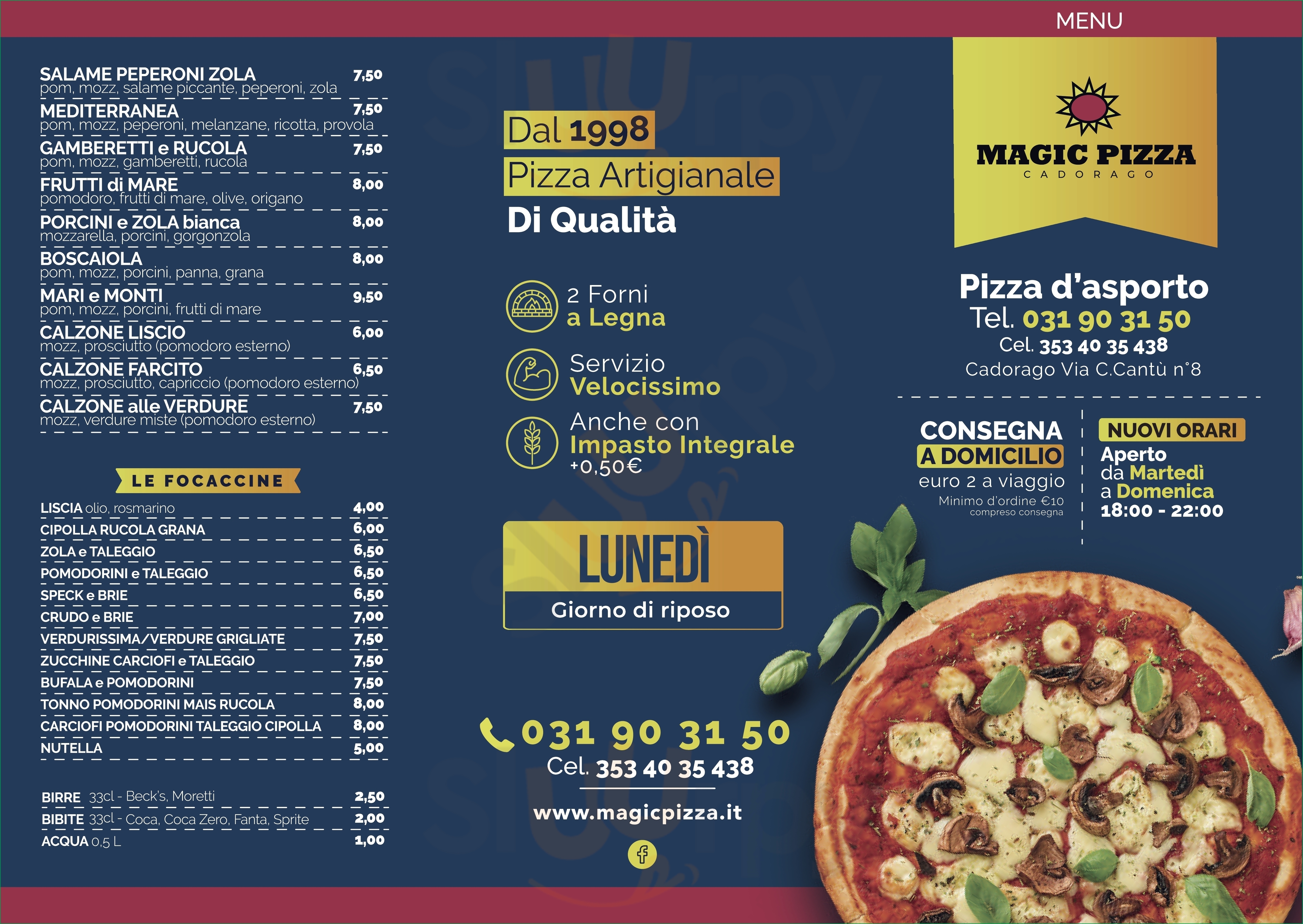Magic Pizza Cadorago menù 1 pagina