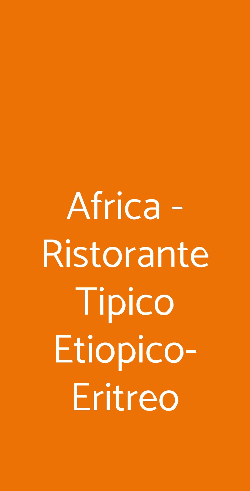 Africa - Ristorante Tipico Etiopico-Eritreo Roma menù 1 pagina