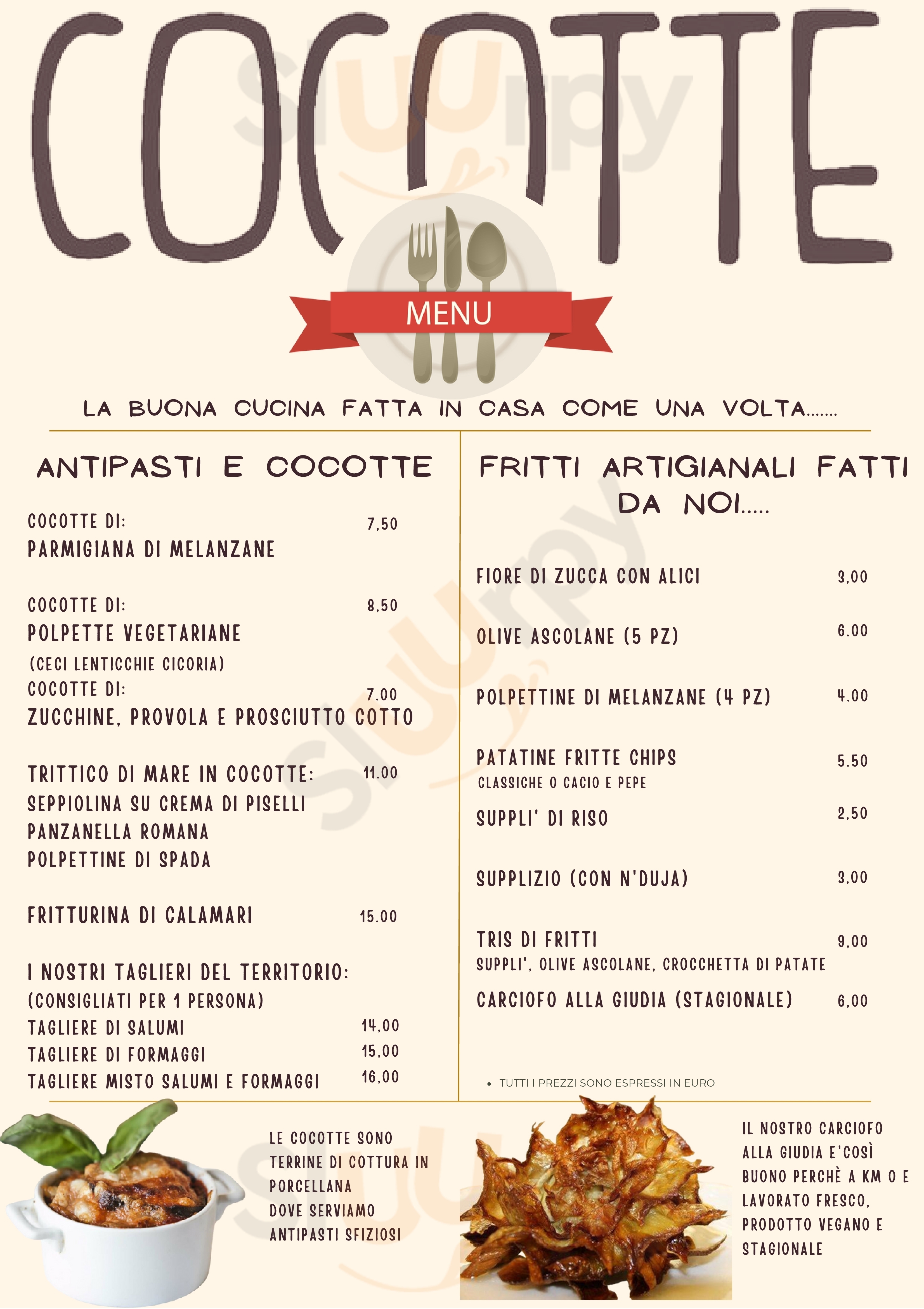 Cocotte Happy Cooking Roma menù 1 pagina