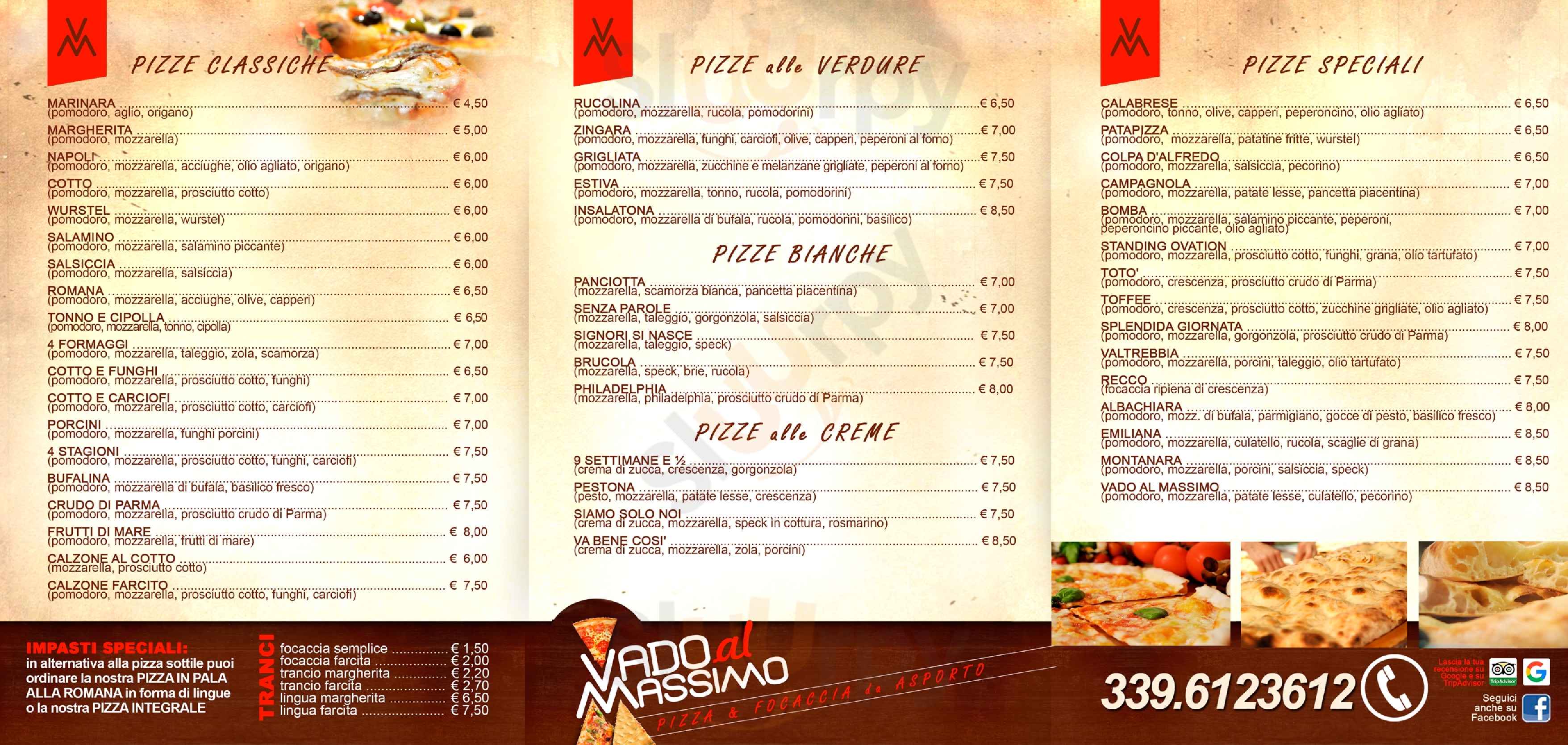 Vado al Massimo Pizzeria Gragnano Trebbiense menù 1 pagina