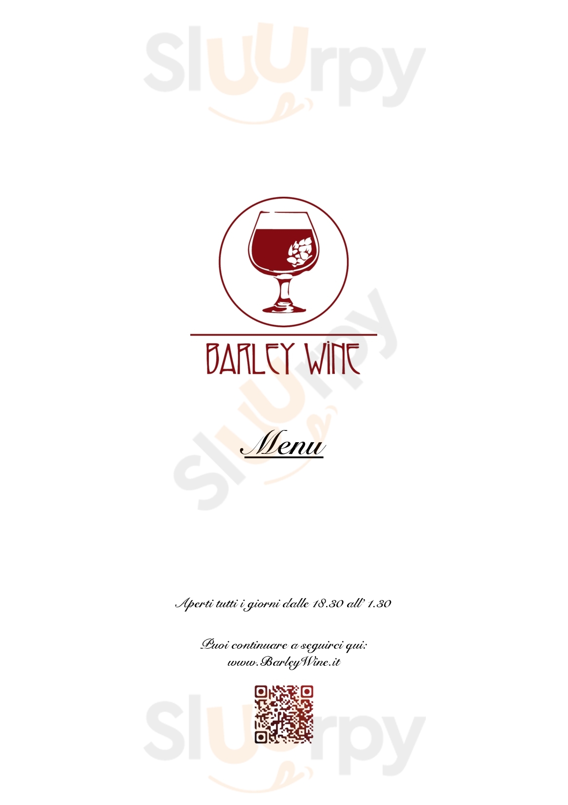 Barley Wine Roma menù 1 pagina