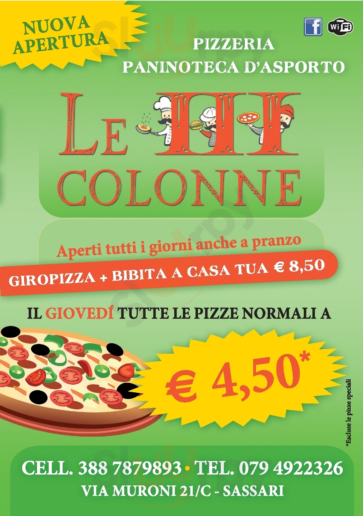 Pizzeria le Tre Colonne Sassari menù 1 pagina